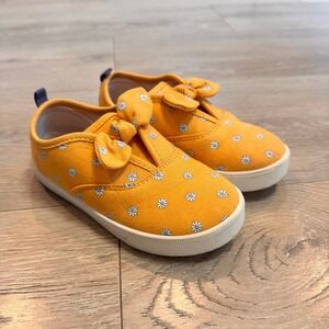 OshKosh B'gosh Slip On‎ Sneakers Cute Bow Accent Daisy Print Shoes 10M Yellow